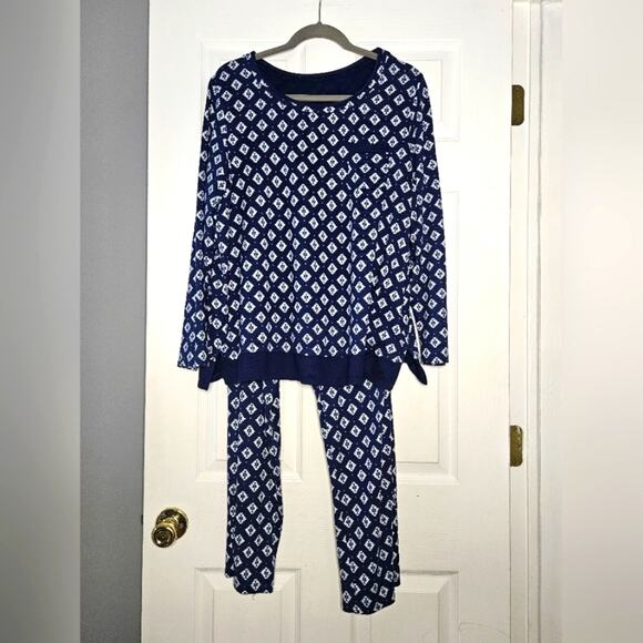 Womens navy Aztec Cuddlduds 2pc pajama set size large‎ - Picture 1 of 12